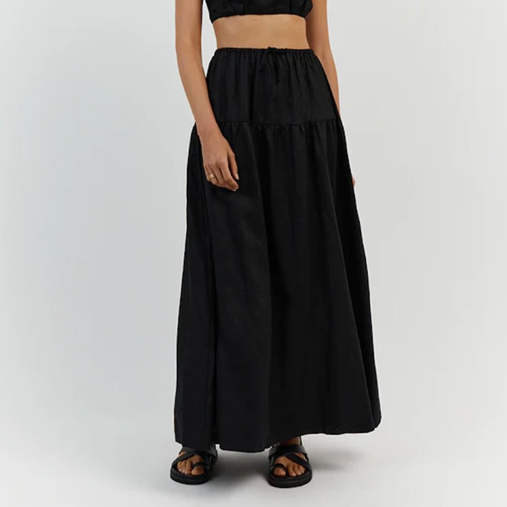 Dissh ABBY BLACK LINEN MAXI SKIRT